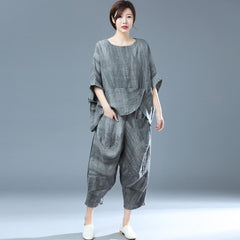 Summer Autumn Plus Size Linen Casual Sets