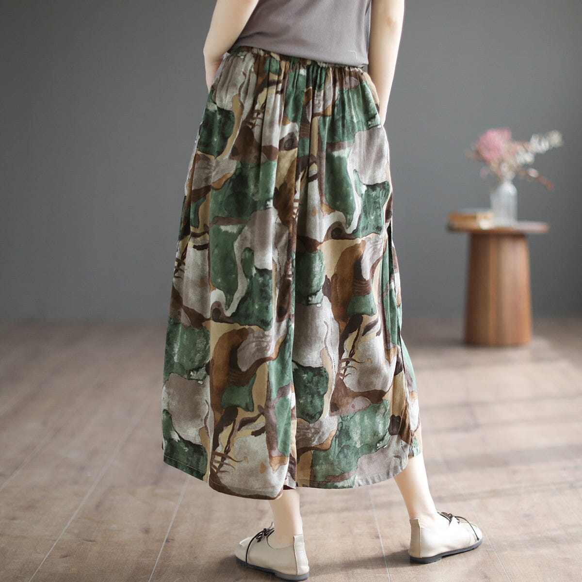 Summer Casual Floral Print Cotton A-Line Skirt