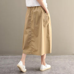 Summer High Waist Big Pocket Loose Casual Skirt