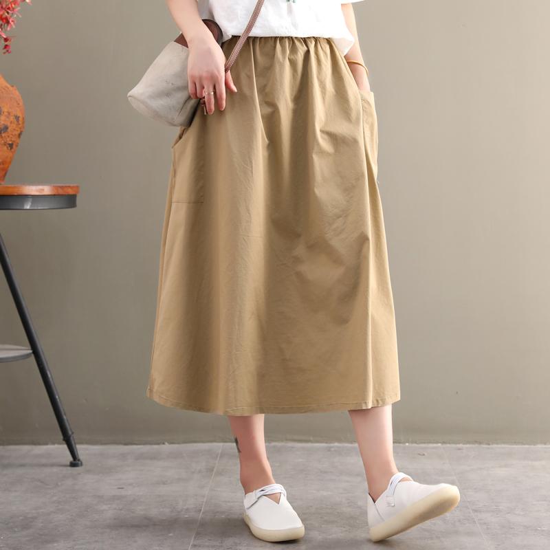 Summer High Waist Big Pocket Loose Casual Skirt