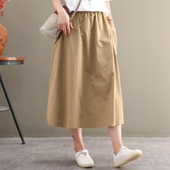 Summer High Waist Big Pocket Loose Casual Skirt