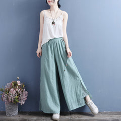 Summer Linen Loose Split Bottom Wide Leg Trousers