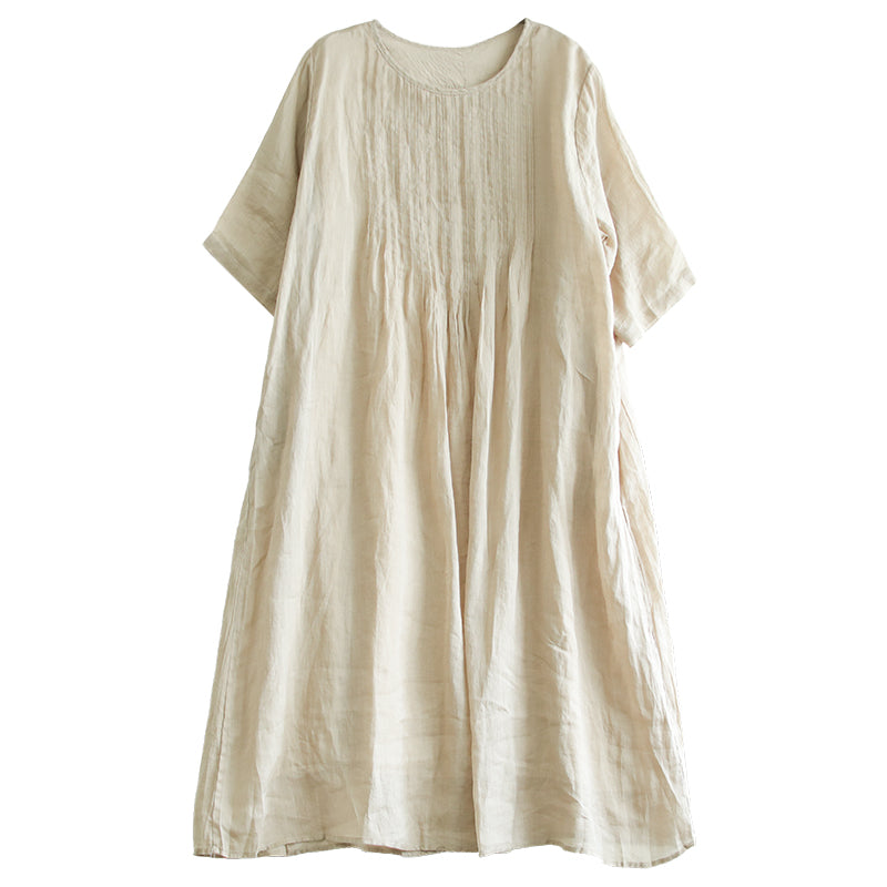 Summer Linen Retro Loose Half Sleeve Dress