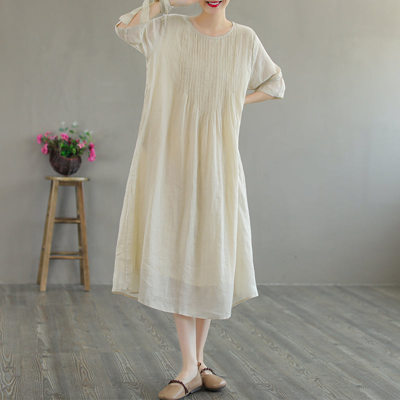 Summer Linen Retro Loose Half Sleeve Dress