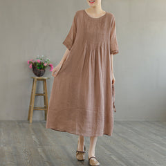 Summer Linen Retro Loose Half Sleeve Dress