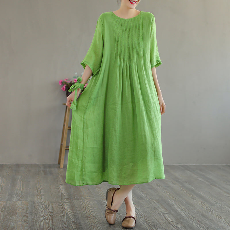 Summer Linen Retro Loose Half Sleeve Dress