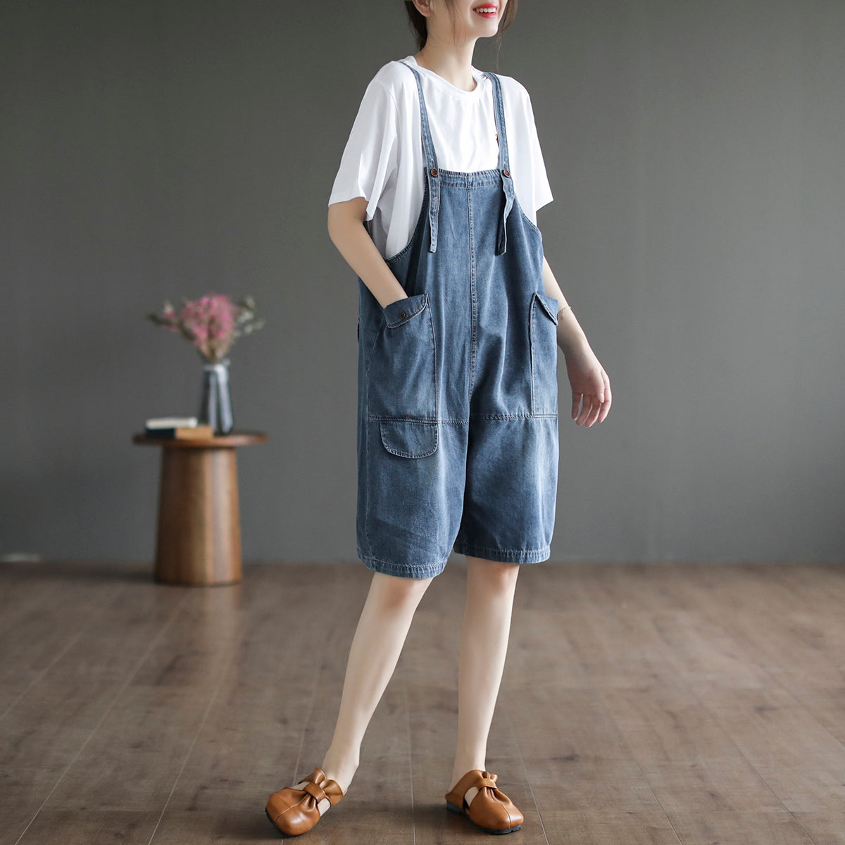 Summer Loose Casual Cotton Denim Jumpsuit