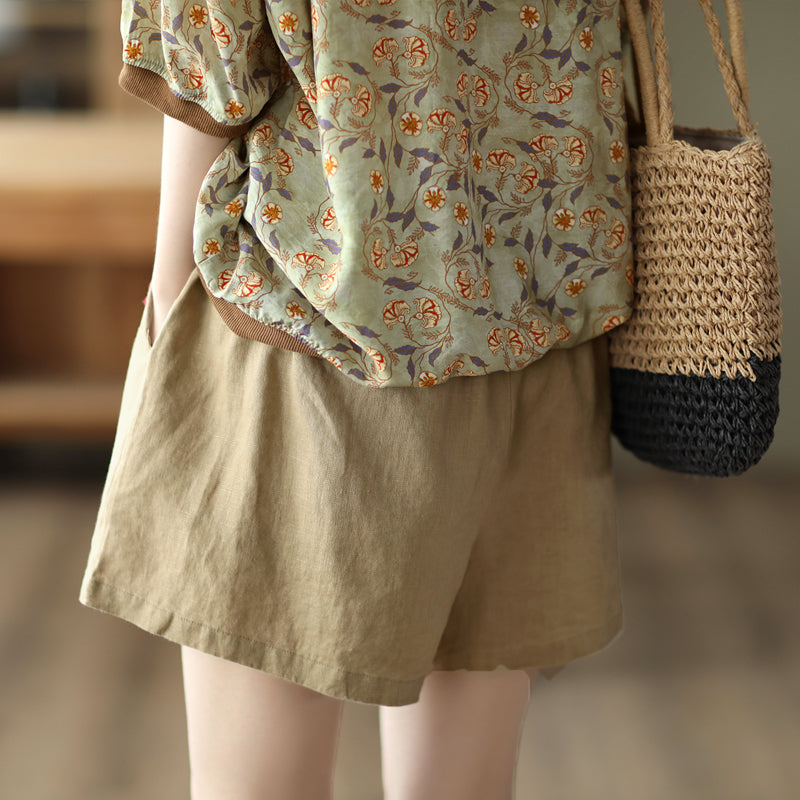 Summer Loose Women Casual Linen Shorts