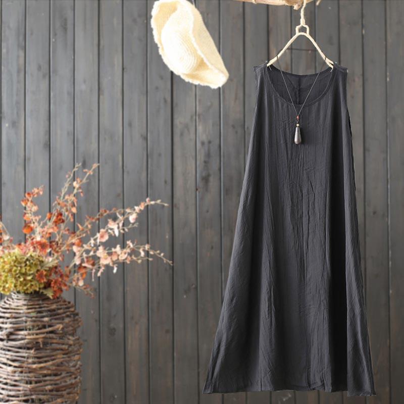 Summer Mid-Length Sleeveless Cotton Nightgown Dress