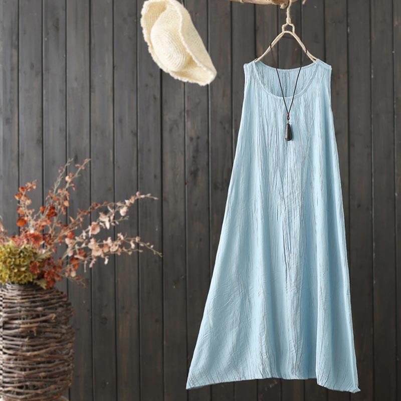 Summer Mid-Length Sleeveless Cotton Nightgown Dress