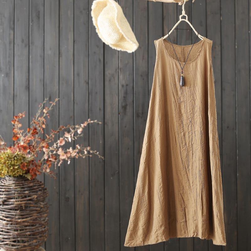 Summer Mid-Length Sleeveless Cotton Nightgown Dress