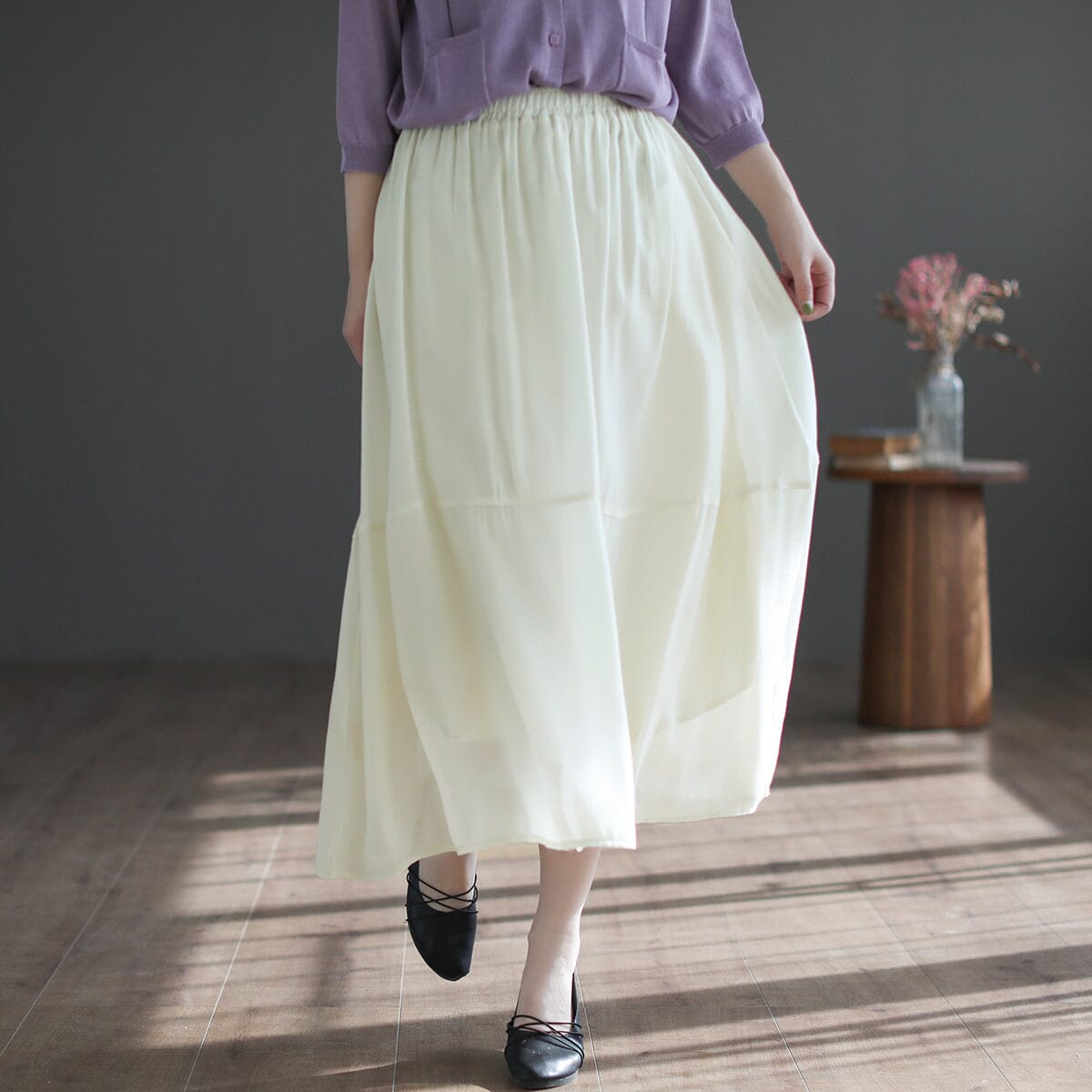 Summer Retro Casual Mesh Linen A-Line Skirt