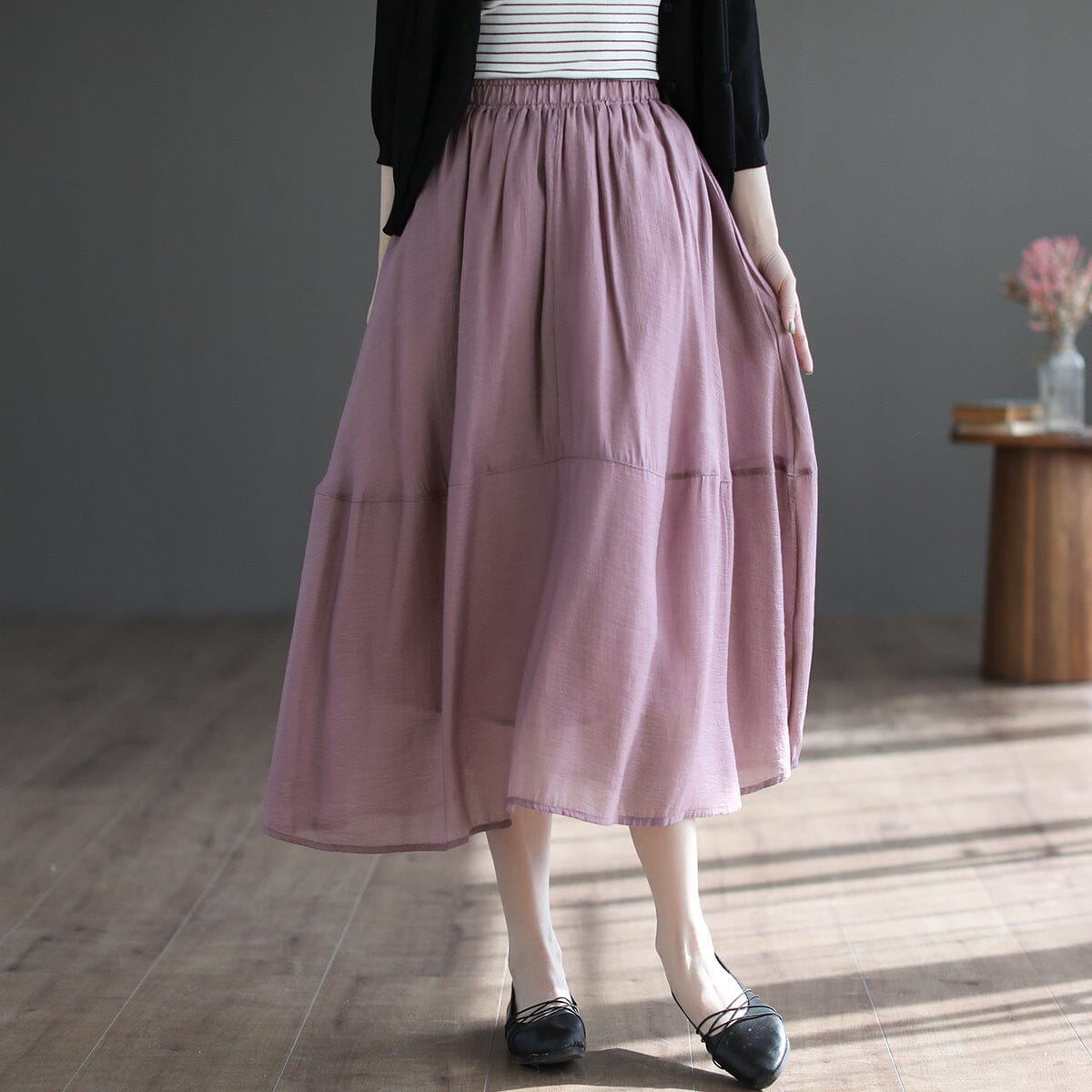 Summer Retro Casual Mesh Linen A-Line Skirt