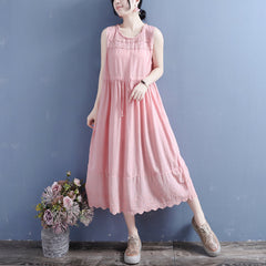 Summer Retro Fashion Sleeveless Cotton Linen Dress