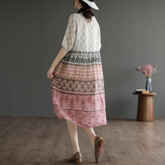 Summer Retro Printed Linen Loose Dress