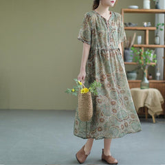 Summer Retro Pullover Chiffon Floral Dress