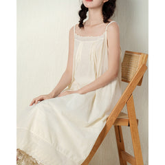 Summer Retro Sleeveless Cotton Slip Dress