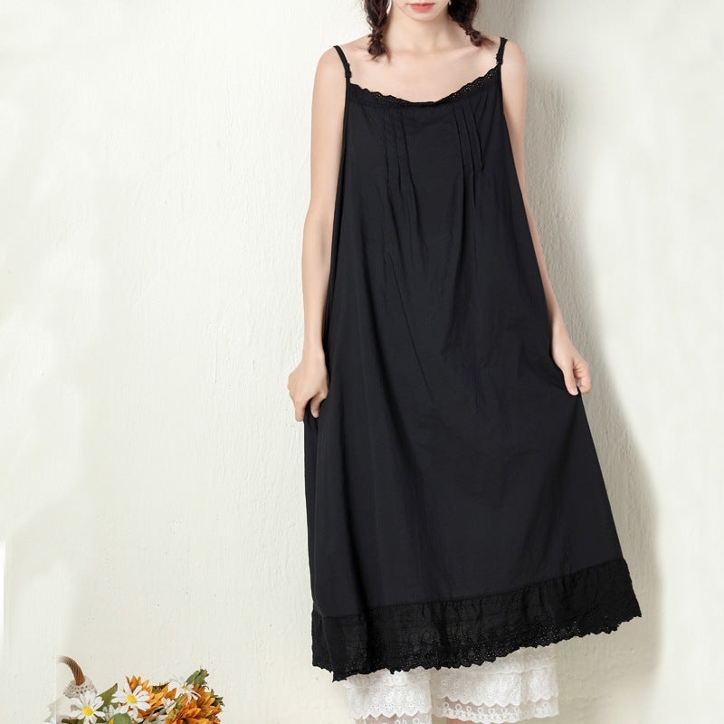 Summer Retro Sleeveless Cotton Slip Dress