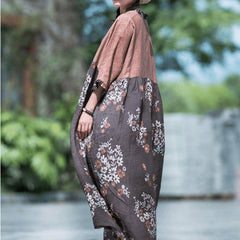 Summer Robe Ramie Print Dress Loose