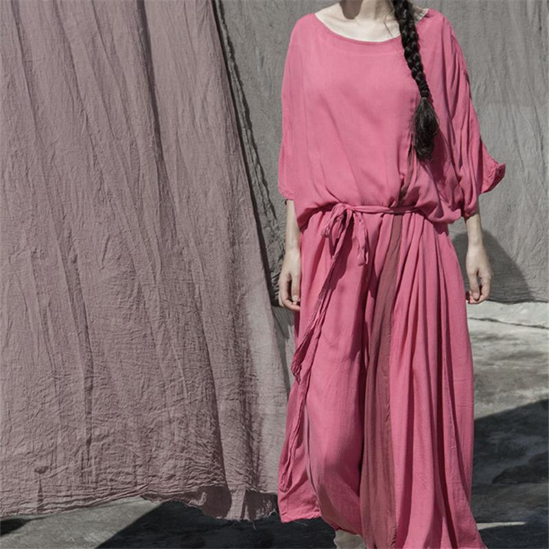 Summer Stitching Retro Loose Large Size Maxi Dress