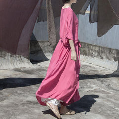 Summer Stitching Retro Loose Large Size Maxi Dress