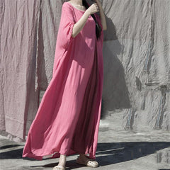 Summer Stitching Retro Loose Large Size Maxi Dress