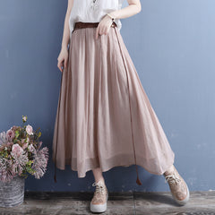 Summer Tencel Linen Loose A-Line Skirt