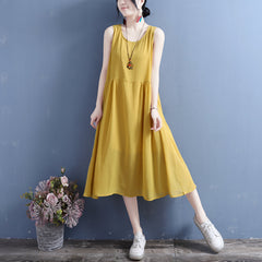 Summer Thin Silk Linen Sleeveless Dress