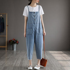 Summer Women Patchwork Tencel Denim Jumpsuit