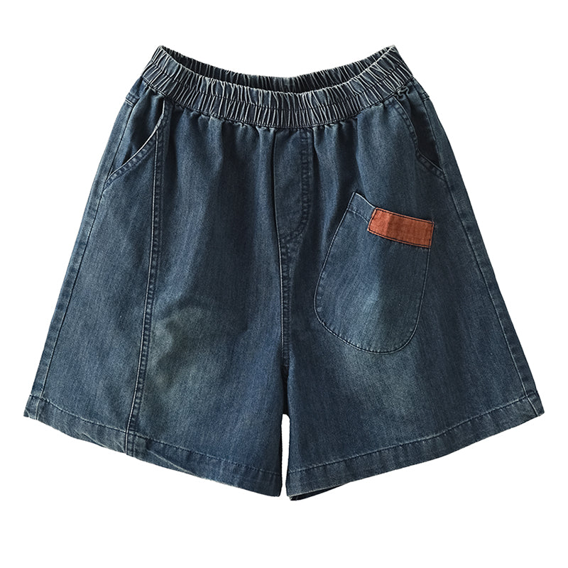 Summer Women Retro Loose Cotton Denim Shorts