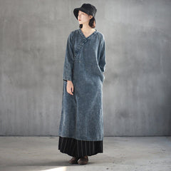 Surplice Denim Dress With Belt