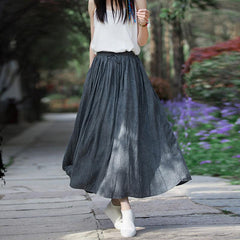 Sweet Half Cotton And Linen Tie-Dye Skirt