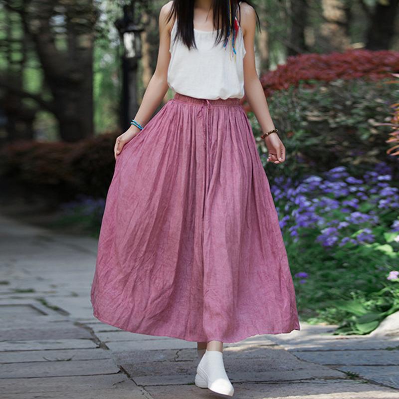 Sweet Half Cotton And Linen Tie-Dye Skirt