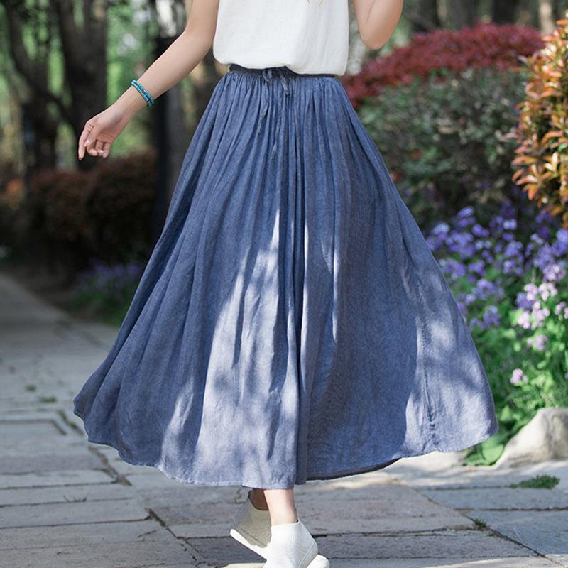 Sweet Half Cotton And Linen Tie-Dye Skirt