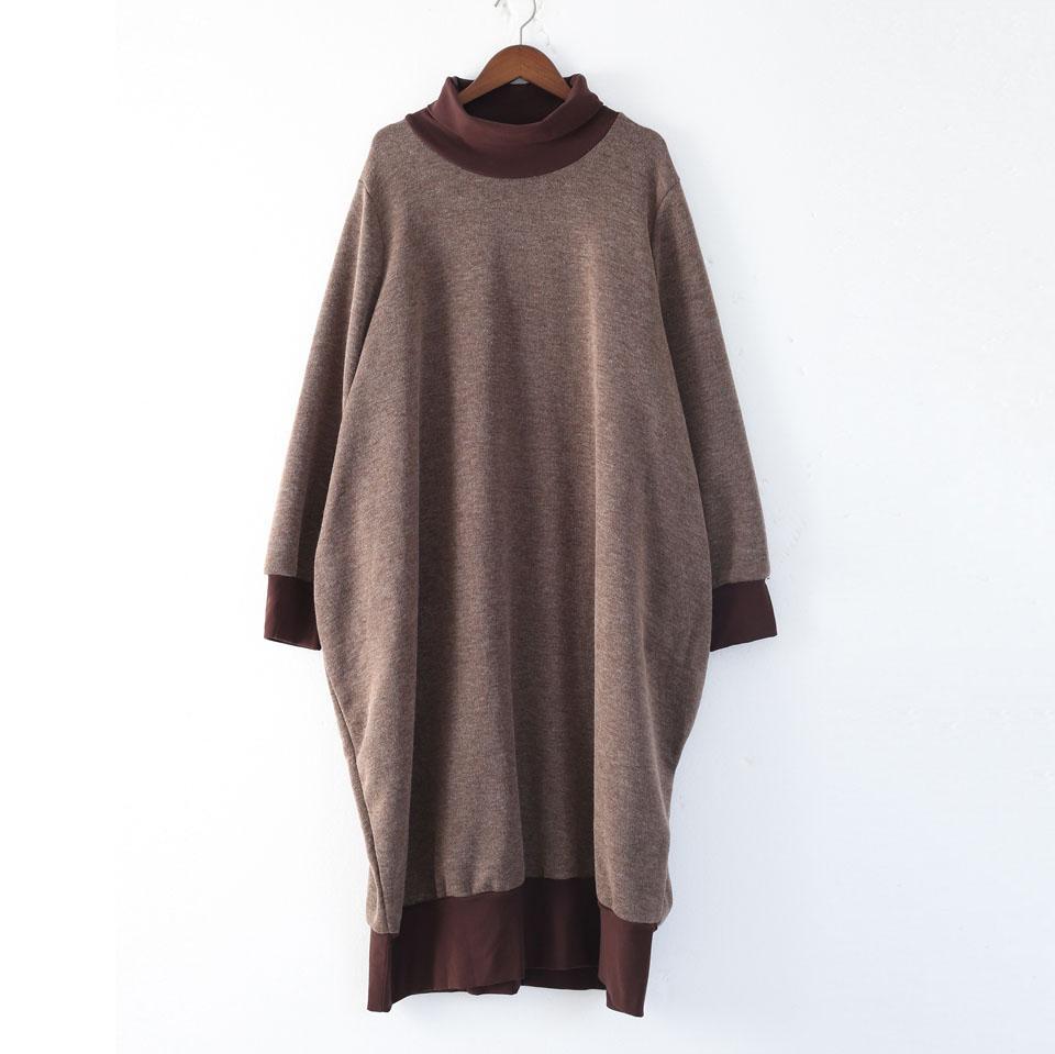 Thickened Cotton High-Necked Sweater Dress