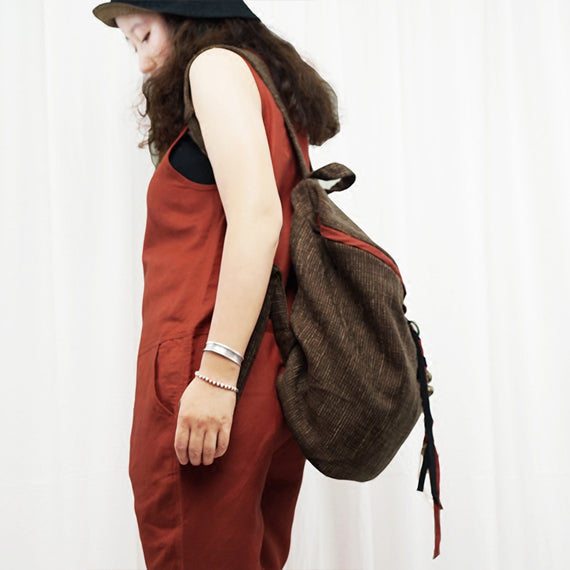 Cotton Linen Women Backpack Vintage Simple Style Bag