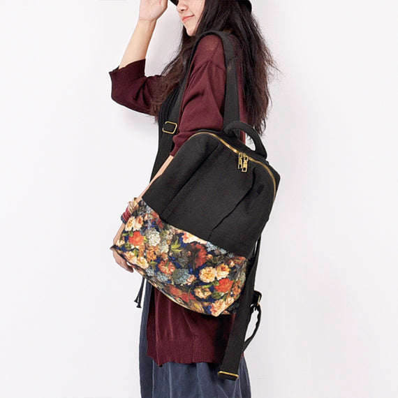 Patchwork Floral Simple Style Women Backpack Shoulder Bag