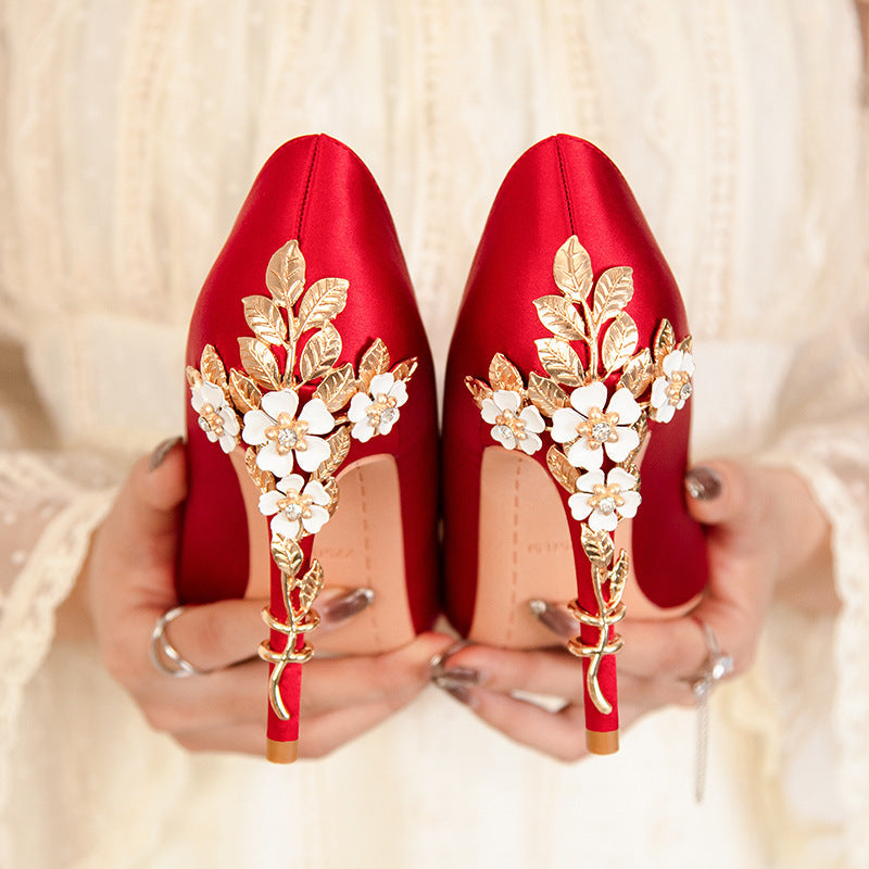 Wedding Shoes for Bride High Heel Pumps Prom Dress Shoes