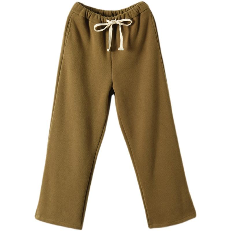 Winter Elastic Waist Plush Casual Wide Leg Pants