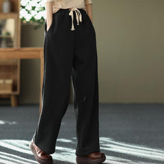 Winter Elastic Waist Plush Casual Wide Leg Pants