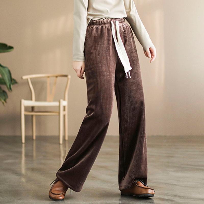 Winter High Waist Plush Casual Wide Leg Pants