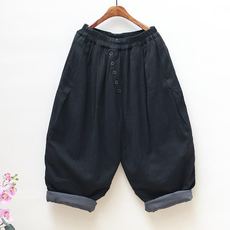 Winter Loose Thick Cotton Linen Casual Harem Pants