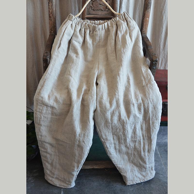 Winter Quilted Loose Retro Cotton Linen Pants