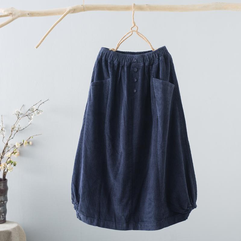 Winter Retro A-Line Corduroy Loose Skirt