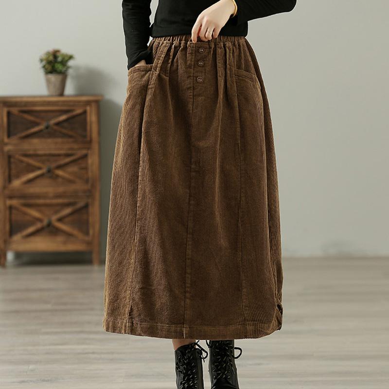 Winter Retro A-Line Corduroy Loose Skirt