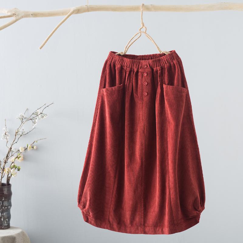 Winter Retro A-Line Corduroy Loose Skirt