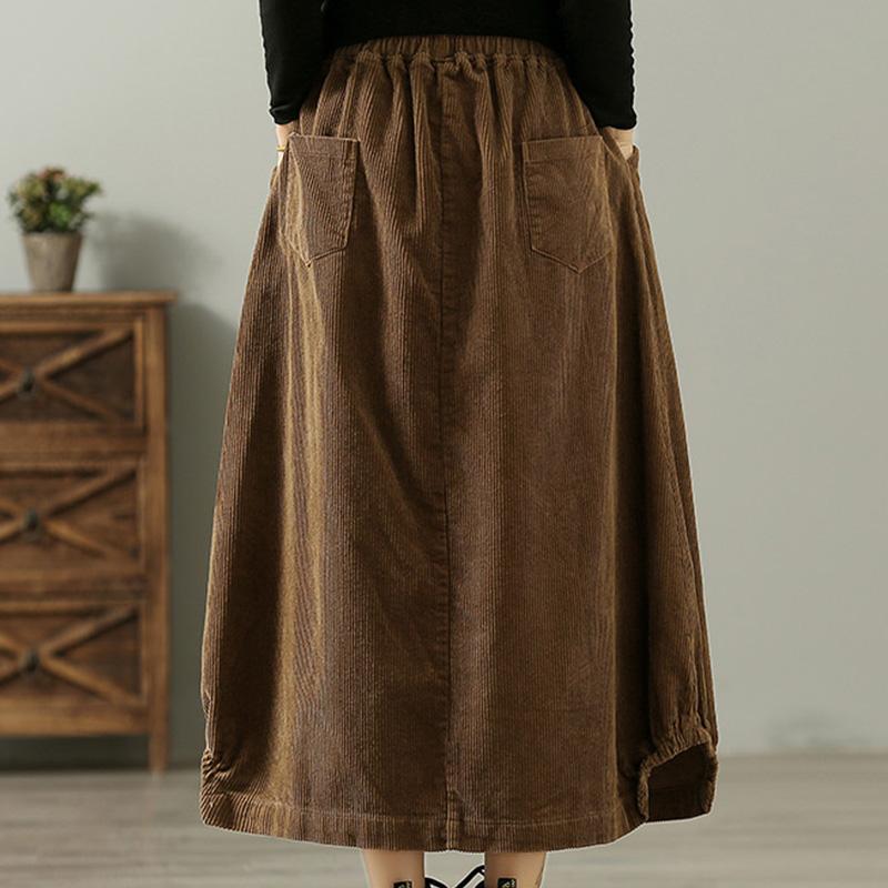 Winter Retro A-Line Corduroy Loose Skirt