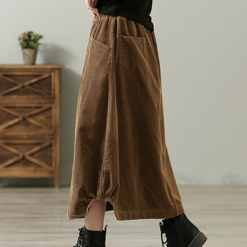 Winter Retro A-Line Corduroy Loose Skirt