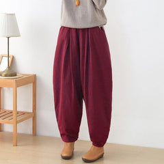 Winter Retro Bloomers Cotton Padded Loose Harem Pants