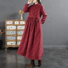 Winter Retro Casual Jacquard Furred Dress